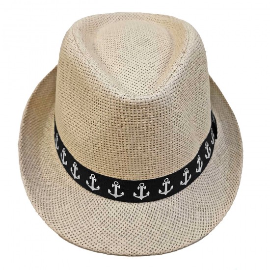 ΚΑΠΕΛΟ ΚΑΒΟΥΡΑΚΙ ΜΟΝΟΧΡΩΜΟ ΜΕ ΣΧΕΔΙΟ ΑΓΚΥΡΕΣ 29cm SUMMERtiempo 622756