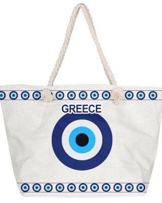 Τσάντα Παραλίας Μεγάλη με Μάτι Μεγάλο & Μικρά 55x34x17cm SummerTiempo 622937
