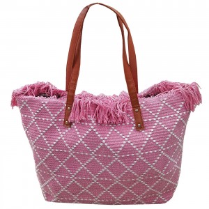 Τσάντα Παραλίας Cotton με Ρόμβους 50x35x14cm SummerTiempo 623139