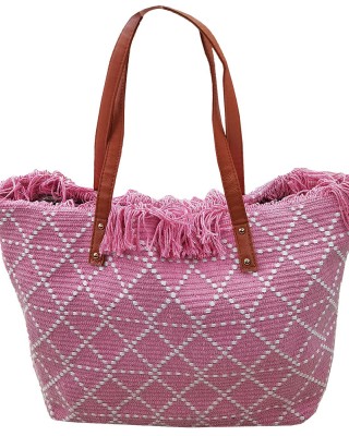Τσάντα Παραλίας Cotton με Ρόμβους 50x35x14cm SummerTiempo 623139