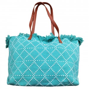 Τσάντα Παραλίας Cotton με Ρόμβους 50x35x14cm SummerTiempo 623139