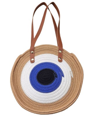 Τσάντα Στρογγυλή Cotton με Μάτι ø28cm SummerTiempo 623141