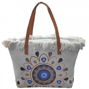 Τσάντα Παραλίας Cotton με Μάτι 50x35x14cm SummerTiempo 623142
