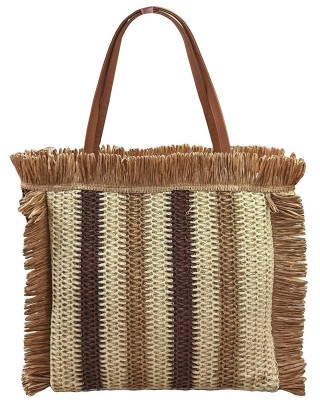 Τσάντα Παραλίας Ψαθόχαρτο με Κρόσια 50x38x12cm SummerTiempo 623143