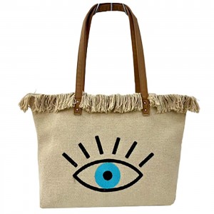 Τσάντα Παραλίας Cotton Μάτι 50x36x14cm SummerTiempo 623144