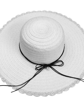 Καπέλο Ψαθόχαρτο Λευκό με Μαργαριτάρι ø42cm SummerTiempo 623160