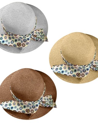 Καπέλο Ψαθόχαρτο με Κορδέλα Μάτια ø34cm SummerTiempo 623165