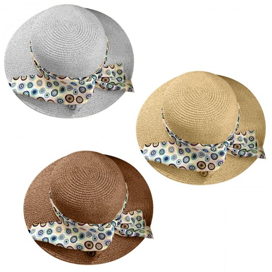 Καπέλο Ψαθόχαρτο με Κορδέλα Μάτια ø34cm SummerTiempo 623165