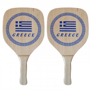 Ρακέτες Ξύλινες Παραλίας Greece ~410gr/Ρακέτα, ~570cm²,  40x22x1,2cm SummerTiempo 62348