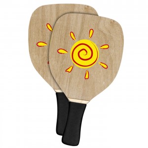 Ρακέτες Ξύλινες Παραλίας Ήλιος με Λαβή 40x22x1,2cm SummerTiempo 623333
