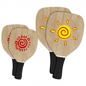 Ρακέτες Ξύλινες Παραλίας Ήλιος με Λαβή 40x22x1,2cm SummerTiempo 623333