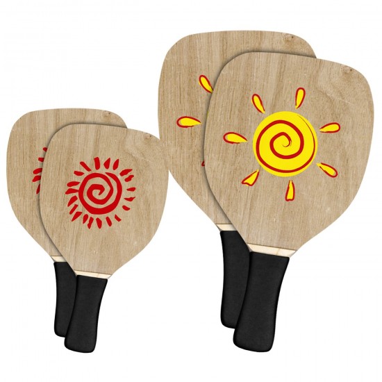 Ρακέτες Ξύλινες Παραλίας Ήλιος με Λαβή 40x22x1,2cm SummerTiempo 623333