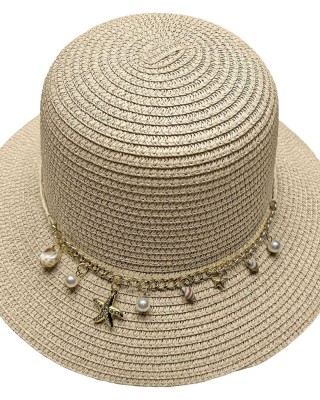 Καπέλο Ψαθόχαρτο με Κοχύλια, Αστερίες ø33cm SummerTiempo 623345