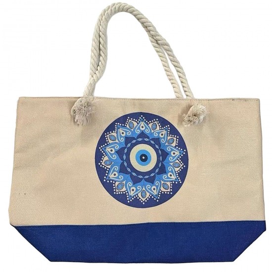 Τσάντα Παραλίας Γιούτα με Μάτι 54x37x15cm SummerTiempo 623365