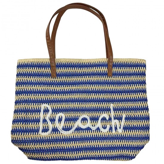 Τσάντα Παραλίας Ψαθόχαρτο Beach 51x39x15cm SummerTiempo 623371