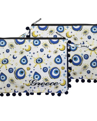 Νεσεσέρ Τσαντάκι με pom Pom, Ματάκια 28x21cm SummerTiempo 623378