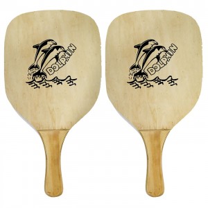 Ρακέτες Ξύλινες Παραλίας Δελφίνι 40x22x1,2cm } ~370gr/Ρακέτα, ~570cm² SummerTiempo 62109