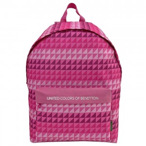 Σακίδιο ροζ Σχέδιο Τρίγωνα United Colors of Benetton 41x30x17cm Benetton