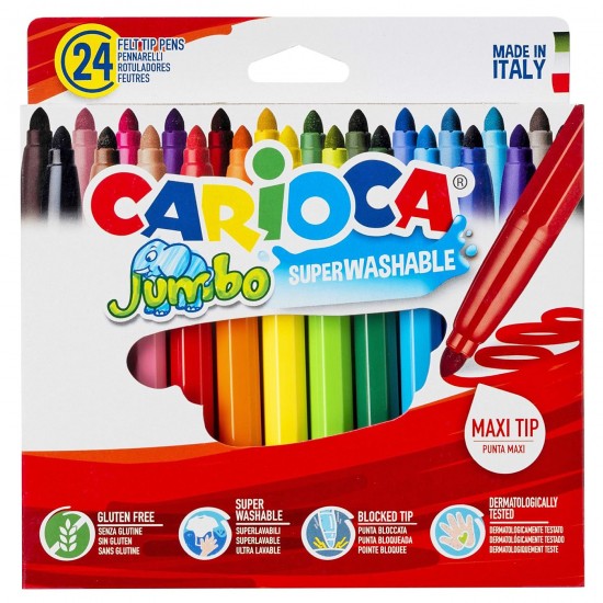 TG-60-557 - ΜΑΡΚΑΔΟΡΟΙ CARIOCA JUMBO 6mm ΣΕΤ=24 ΧΡΩΜΑΤΑ Carioca 40570 ΜΑΡΚΑΔΟΡΟΙ CARIOCA JUMBO 6mm ΣΕΤ=24 ΧΡΩΜΑΤΑ Carioca 40570