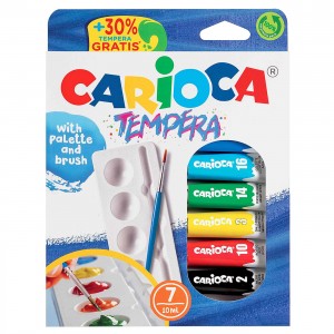 Σετ 7 Τέμπερες Παλέτα & Πινέλο Carioca 7x10mL Carioca 40011 Σετ 7 Τέμπερες Παλέτα & Πινέλο Carioca 7x10mL Carioca 40011