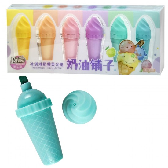 Σετ 6 Μαρκαδόροι Υπογραμμίσεως Παγωτό Χωνάκι 19x8x2cm JustNote 80896