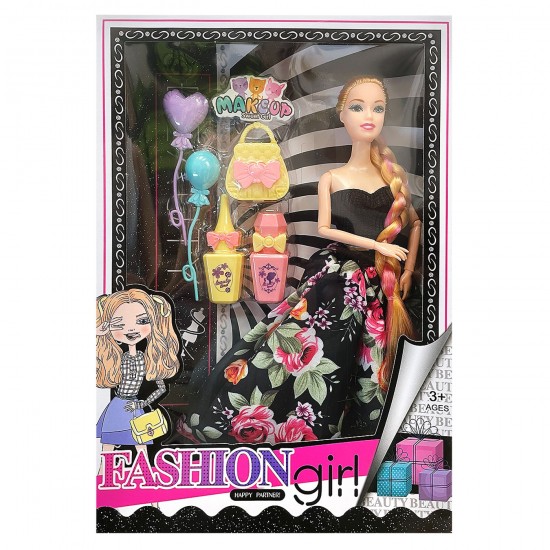 ΚΟΥΚΛΑ 29cm FASHION ΜΑΚΡΥΑ ΚΟΤΣΙΔΑ, ΑΞΕΣΟΥΑΡ 22x32x5cm ToyMarkt 922111