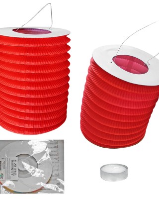 ΦΑΝΑΡΑΚΙ ΧΑΡΤΙΝΟ ΚΟΚΚΙΝΟ ΜΕ ΡΕΣΩ 25 x Φ16cm Bunny's 9330