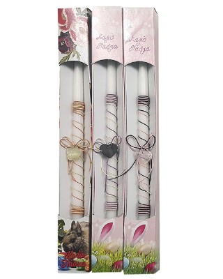 Λαμπάδα Κορδόνια Καρδιά Χρωματιστή Κουτί 38cm x ø18mm Bunny's 931512