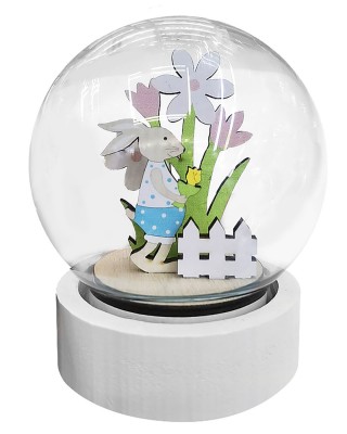 Στολίδι Λαγός με Λουλούδια σε Γυάλα & φως 12x8cm Bunny's 932097