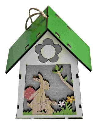 Σπιτάκι Κρεμαστό Πράσινη Σκεπή & Λαγός 14x10x3,5cm Bunny's 932198