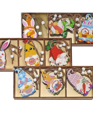 Στολίδια Ξύλινα Φιγούρες με Αυτάκια Σετ=9 τεμ 8cm Bunny's 932262