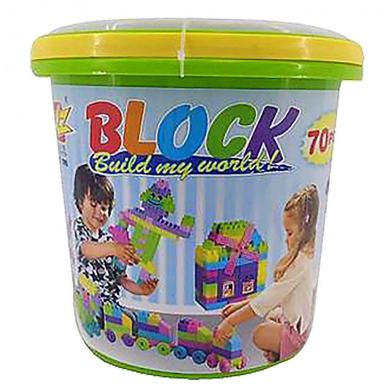 Κουβάς με 70 Τουβλάκια ø23,5x24cm ToyMarkt 95462