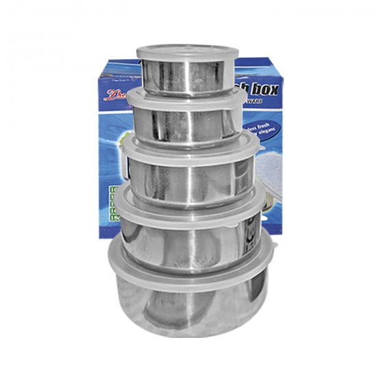 TG-81-118 - ΔΟΧΕΙΑ ΤΡΟΦΙΜΩΝ INOX ΣΕΤ=5ΤΕΜ 18x6cm/16cm/14cm/12cm/10cm Homie 101138 ΔΟΧΕΙΑ ΤΡΟΦΙΜΩΝ INOX ΣΕΤ=5ΤΕΜ 18x6cm/16cm/14cm/12cm/10cm Homie 101138