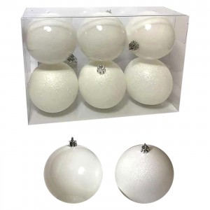 Μπάλες GRLTER Λευκές πακ=6τεμ φ8 ø8cm Xmasfest 1131329-C