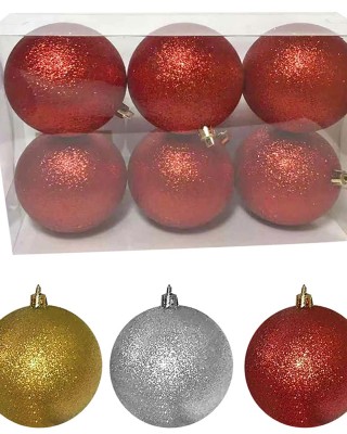 Μπάλα Glitter πακ=6τεμ φ8 ø8cm Xmasfest 1131716