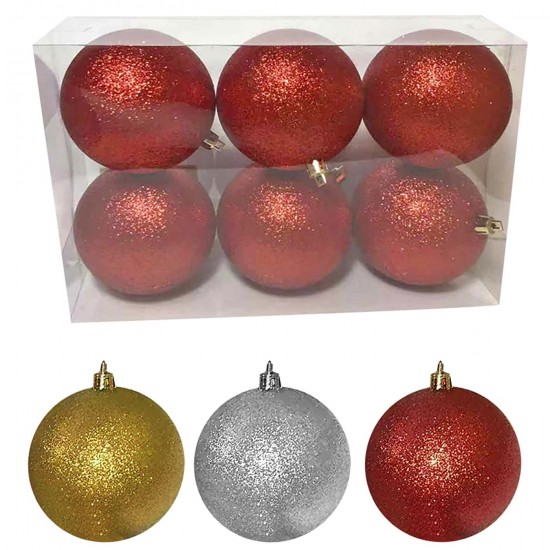 ΜΠΑΛΑ GLITTER ΠΑΚ=6ΤΕΜ Φ8 8cm Xmasfest 1131716