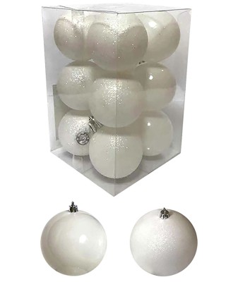 Μπάλες Λευκές 12τεμ φ4 ø4cm Xmasfest 1132541-c
