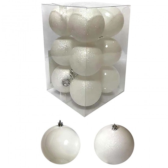 Μπάλες Λευκές 12τεμ φ4 ø4cm Xmasfest 1132541-c