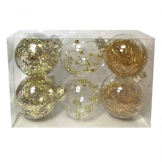 ΜΠΑΛΕΣ ΜΕ ΓΕΜΙΣΗ ΝΤΕΚΟΡ ΠΑΚ=6ΤΕΜ Φ8 Φ8cm Xmasfest 1132544