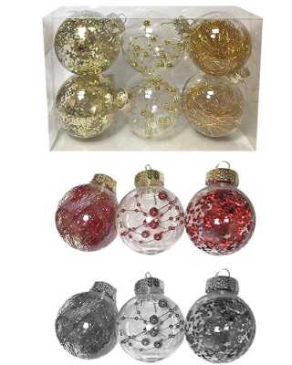 Μπάλες με Γέμιση Ντεκόρ πακ=6τεμ φ8 ø8cm Xmasfest 1132544