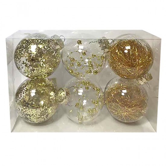 ΜΠΑΛΕΣ ΜΕ ΓΕΜΙΣΗ ΝΤΕΚΟΡ ΠΑΚ=6ΤΕΜ Φ8 Φ8cm Xmasfest 1132544