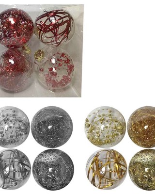 Μπάλες με Γέμιση Ντεκόρ πακ=4τεμ φ10 ø10cm Xmasfest 1132545