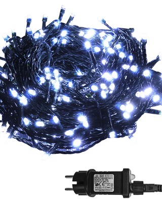 180 Λαμπάκια LED Λευκό Ψυχρό σε Σειρά με Προγράμματα IP44 12m Xmasfest 1132591