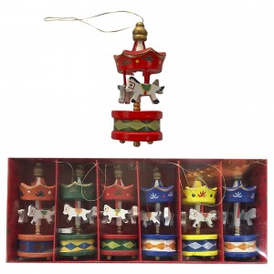 Καρουζέλ Στολίδια Ξύλινα Κρεμαστά 6 τεμ 21x9cm Xmasfest 1132733