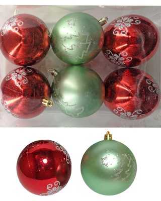 Μπάλες Ντεκόρ 2 Πράσινες & 4 Κόκκινες φ8 ø8cm Xmasfest 1132776