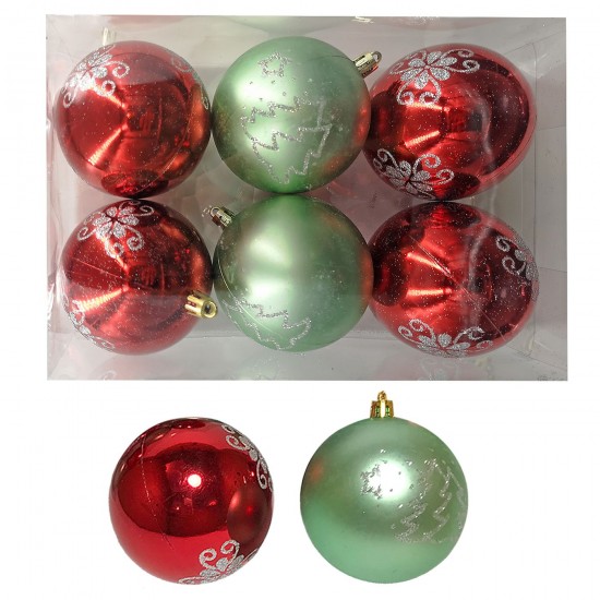 ΜΠΑΛΕΣ ΝΤΕΚΟΡ 3 ΠΡΑΣΙΝΕΣ & 3 ΚΟΚΚΙΝΕΣ Φ8 Φ8cm Xmasfest 1132776