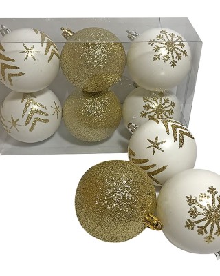 Μπάλες 4 Λευκές & 2 Χρυσές φ7 ø7cm Xmasfest 1132780