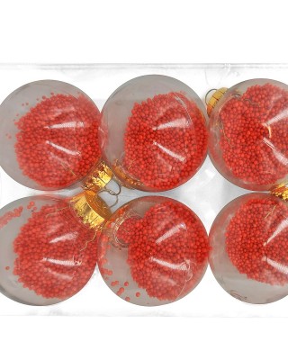Μπάλες με γέμιση κόκκινο χιόνι πακ=6τεμ φ6cm Φ6cm Xmasfest 1132840