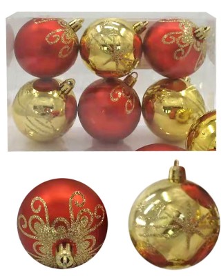 Μπάλες Ντεκόρ Κόκκινο-Χρυσό πακ=6τεμ φ6cm ø6cm Xmasfest 1132843