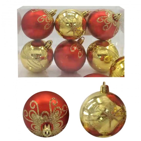 ΜΠΑΛΕΣ ΝΤΕΚΟΡ ΚΟΚΚΙΝΟ-ΧΡΥΣΟ  ΠΑΚ=6ΤΕΜ φ6cm Xmasfest 1132843